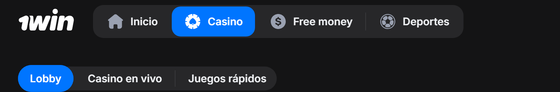 Casino 1Win — pestaña oficial del lobby del casino
