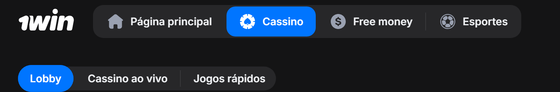 Cassino 1Win — aba oficial do lobby do Cassino