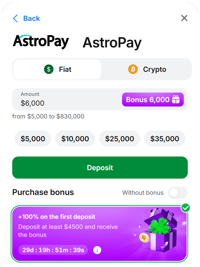 AstroPay 1Win Argentina — formulario oficial +100% primer depósito en peso, no Opay