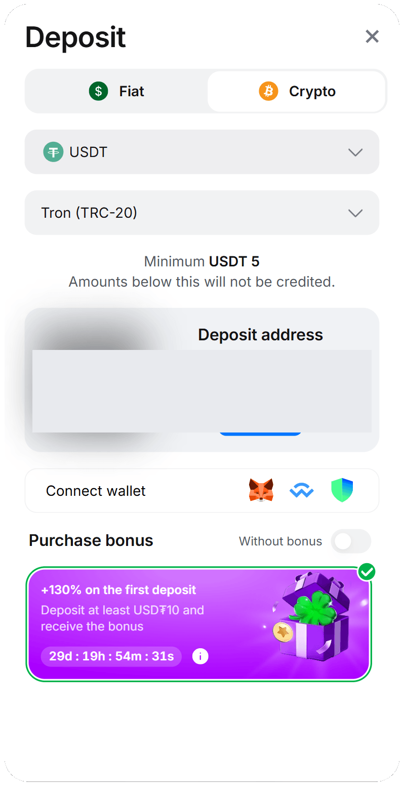 Депозит USDT 1Win — официальная крипто-касса, +130% на первый депозит, мин. 10