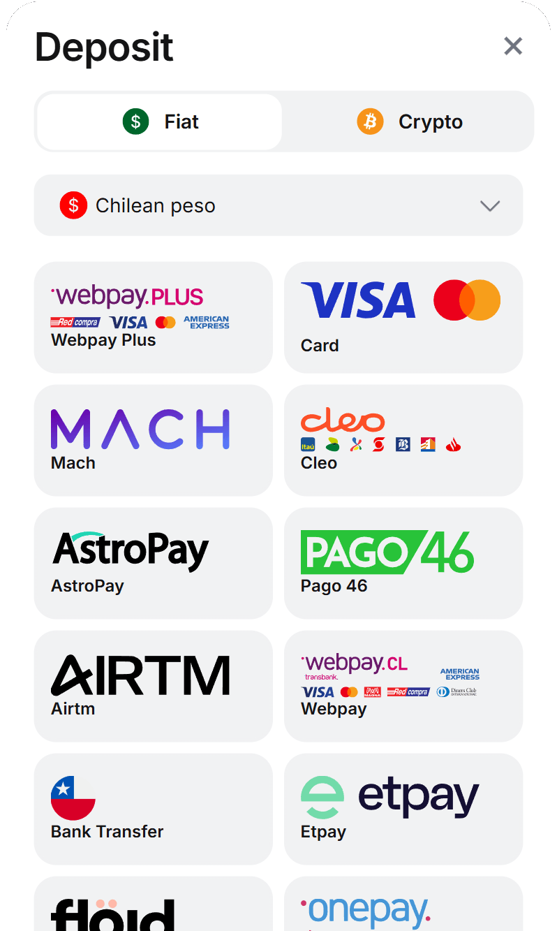 Depósito 1Win Chile — cajero oficial Peso chileno con Webpay Plus y Mach
